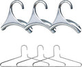Bag-a-Vie Silver Metal Hangers Combo Pack 6 (3 Purse Hangers + 3 Clothes Hangers) Closet Organizer Set for Handbags, Coats & Suits