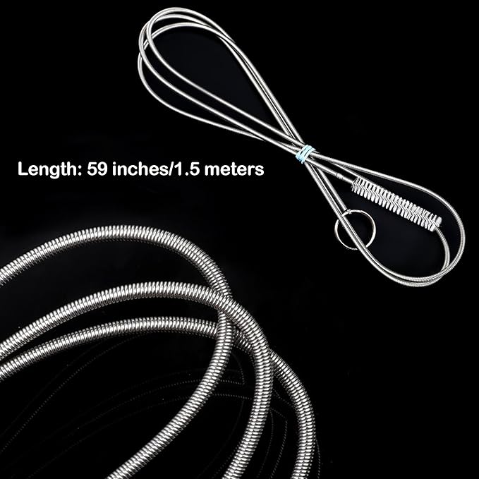 Ultra Long Stainless Steel Cleaning Brush Set, Refrigerator Drain Hole Blockage Remover Cleaning Tool, Flexible Feed Pipe Brush for Refrigerators, Kitchen Drain Pipes, Faucets, Sinks