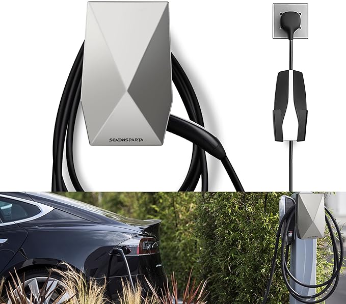 SEVEN SPARTA Aluminum Charging Cable Holder Wall Mount for Tesla Charger | Upgraded Aluminum with UMC Holder, Side Holster to Save Space, For Tesla Model 3 Y X S Cybertruck Mobile & Wall Connector