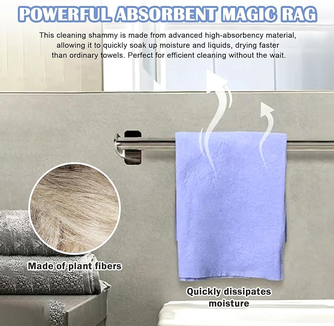 Ultra-Absorbent Miracle Cleaning Shammy, Super Absorbent Cleaning Cloth Multi-Purpose Non-Woven Cleaning Towels for Home Kitchen Bathroom Car Pet Stains(8 Pack)