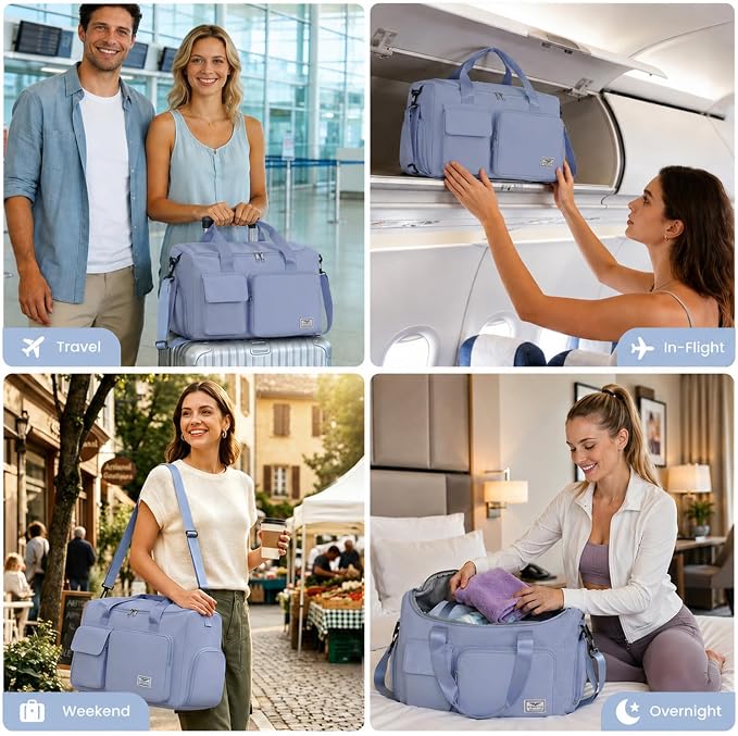 FIORETTO Women's Gym Duffle Bag with Shoes Compartment, 30L Capacity, Ideal for Travel, Gym, Sports, Duffel, Weekender