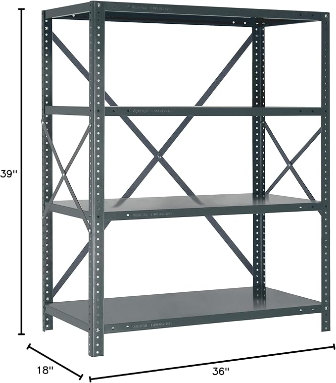 Quantum Storage Systems 39-1836-4 IRONMAN Solid Heavy Duty 4 Shelves 39" H x 36" W x 18" D