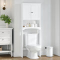 Spirich Over The Toilet Storage Cabinet with Doors, Bathroom Organizer | White, Adjustable Shelf, Anti-Tip Fitting, FSC-Certified MDF, Beadboard Design, 33.3" Toilet Clearance, Adjustable Crossbar