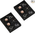 Frebeauty Small Jewelry Trays for Drawer,2 Pack 6 Grid Earring Organizer | Jewelry Display for Rings Stud,Jewelry Box Inserts,Drawer Inserts,Adjustable Dividers,Earring Organizer,Stackable,Mini Size