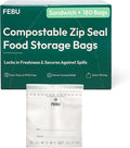FEBU Sandwich Compostable Food Storage Bags, 180 Count | Certified Home Compostable & Biodegradable | PFAS & BPA Free Zipper Bags | Leak-Proof & Resealable | 6.5"x 5.88”