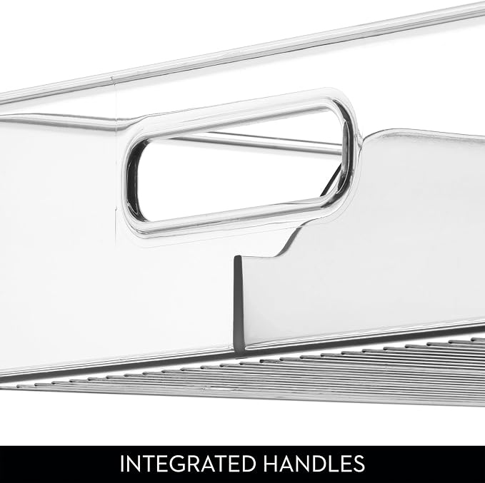 iDesign Divided Pantry Bin with Handle, Clear | For Pantry, For Refrigerator, For Freezer