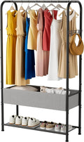 SINGAYE Wardrobe Standing Closet Clothing Rack With Shelf Hanging Clothes | Wardrobe Open Compact Small Metal Garment Hanger Stand Alone Free Standing Black Closet Rack Storage Organizer Heavy Duty