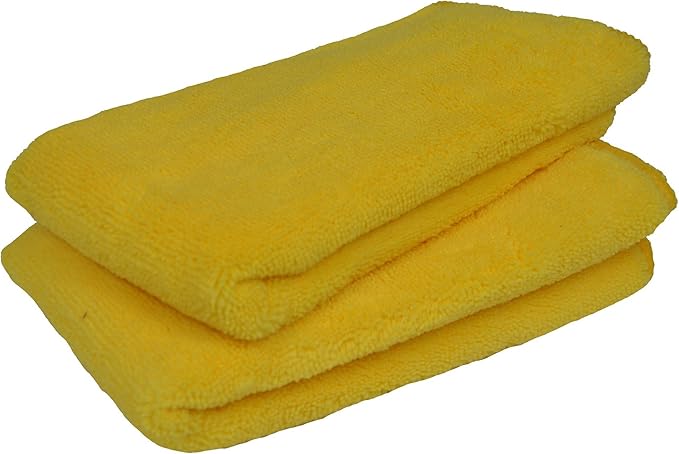 Detailer's Preference Microfiber Dual-Pile Detailing Towels, Ultra-Absorbent Terry Weave for Drying, Polishing & Buffing, Safe for Paint, Glass & Chrome, Streak-Free, Lint-Free, 16x16 Inches, 2-Pack