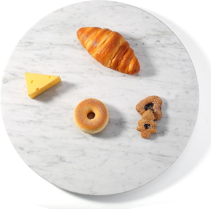 Marble Lazy Susan, 16” Lazy Susan for Table Top Detachable Turntable Organizer for Cabinet Pantry Kitchen Countertop Fridge Bathroom Makeup Vanity Countertop, Bianco Carrara