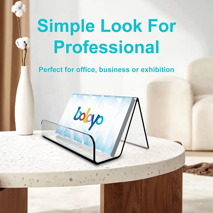 Boloyo Acrylic Business Card Holder for Desk , 10PC Business Card Display Stand Desktop Name Card Organizer Capacity 60 Cards