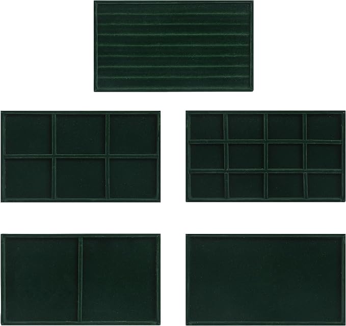 Frebeauty Extra Large Acrylic Jewelry Box for Women 5 Layers Clear Jewelry Organizer Velvet Earring Box with 5 Drawers Rings Display Case Necklaces Holder Tray for Women Girls(Blackish Green) | Jewelry Storage for Rings Earrings Bracelets,Dustproof,Vel...