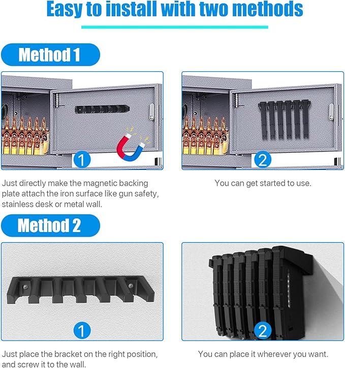 Solid ABS 6X Standard PMAG Wall Mount, Mag Holder, Home Magazine Storage Rack