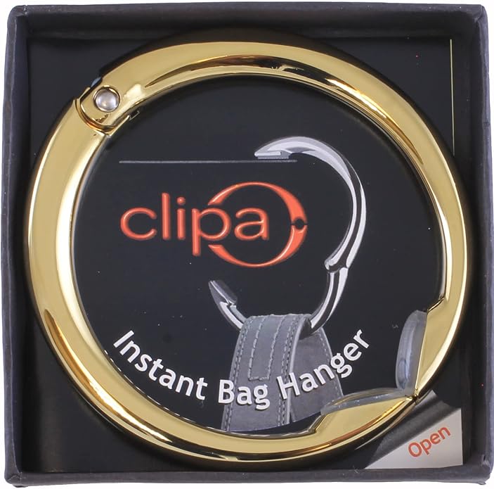 Clipa Bag Hanger Collection, The Ring that Opens into a Hook, Auto Closes | Holds 15 kg, Needs only 10mm to Hang a Hand Bag, Easy to Use with One Hand, The Instant Bag Hanger, 3 yr Warranty