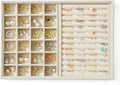 Large Jewelry Organizer for Drawer Insert Velvet Stackable Jewelry Trays for Earring Necklace Bracelet Ring Display (Beige, Ring and 24 Grids)