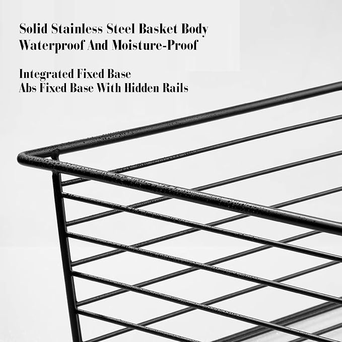 Pull-out Clothes Storage Basket,Stackable Storage Bins with Slide Rails,Stackable Shelf Baskets Organizer,for Wardrobe and Closet Drawer in Bedroom Office(20.47-22.44in)