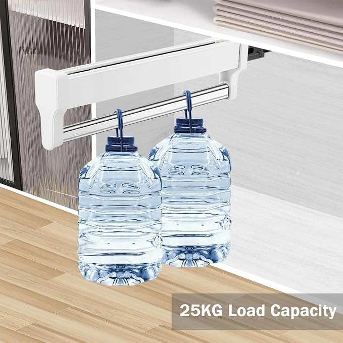 Pull Out Closet Valet Rod, Adjustable Sliding Heavy Duty Steel Top Mounted Clothes Storage Hanger Rail for Closet Wardrobe (292mm/11.5inch)