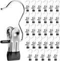 Senbowe 30 Pack Heavy Duty Clothes Pins, Boot Hangers for Closet, Laundry Hook Hanging Clips Clamps for Closet Organizer Pants Hats Socks Towels Clips, Clothespins Hanger for Travel Handbag Legging