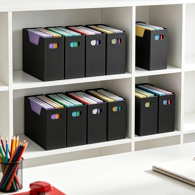 AOBOPLE Magazine Holder with 2 Compartments,8 Pack Cardboard Magazine File Holder Box for Desktop and Home Office,Magazine Rack with Handle for Magazines,Letters, Books, Newspapers