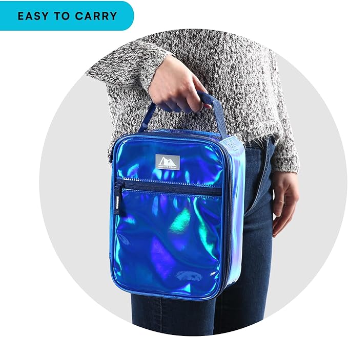 Arctic Zone Chrome Lunch Box Combo for Kids with Gel Ice Pack and Sandwich Container, Insulated Bag for Travel Lunch, Midnight