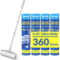 DELOMO 9.45” Large Lint Roller for Pet Hair, Long Handle for Floor & Carpet | 45” Long Lint Roller, 360 Extra Sticky Sheets, No-Bend Cleaning for Couches, Bedding, Car Seats, Rugs and Furniture