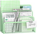 SUPEASY Mail Organizer for Desk, Mesh Metal Mail Holder Countertop with 3-Slot, Letter Sorter File Holder, Office Envelope Organizer for Mails (Mint Green)