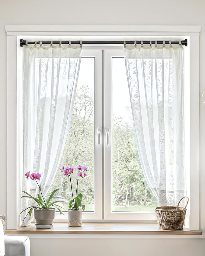 2Pack Spring Tension Curtain Rod 30-63Inch Tension Rod for Windows Black Curtains Rod Pressure Adjustable Curtain Rods No Drilling Spring Curtain Rod Tension Rods for Doorway,Windows,Bedroom,Closet