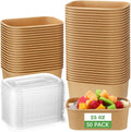 Maxdot 50 Pack 25 oz Disposable Food Containers with Lids Paper Food Containers Bowls for Meal Prep, Salad, Ice Cream, Yogurt, Soup Bowls Party Leftover Box