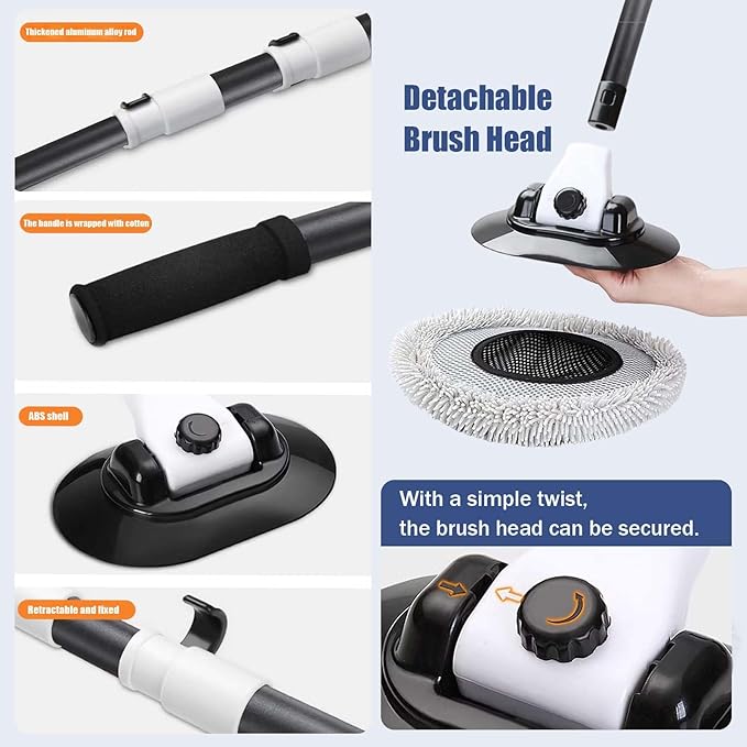 Extendable Car Wash Mop for Ford Edge SEL SUV 2010-2025, Soft Bristle Car Brush with Detachable Large Head Cleaning Tool for Car Home