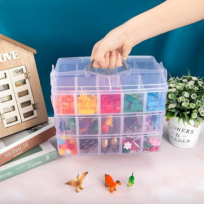 Bead Organizer 3 Tier 30 grid Stackable Craft Tackle Storage Container
