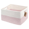 COMFY-HOMI Cotton Rope Woven Basket with Handles for Shelves,Toys,Book, Cloth Storage Baskets Bin for Organizing- 1 PCSToy Decorative Organizer for Living Room, Bathroom 17" x 13" x 7.5"