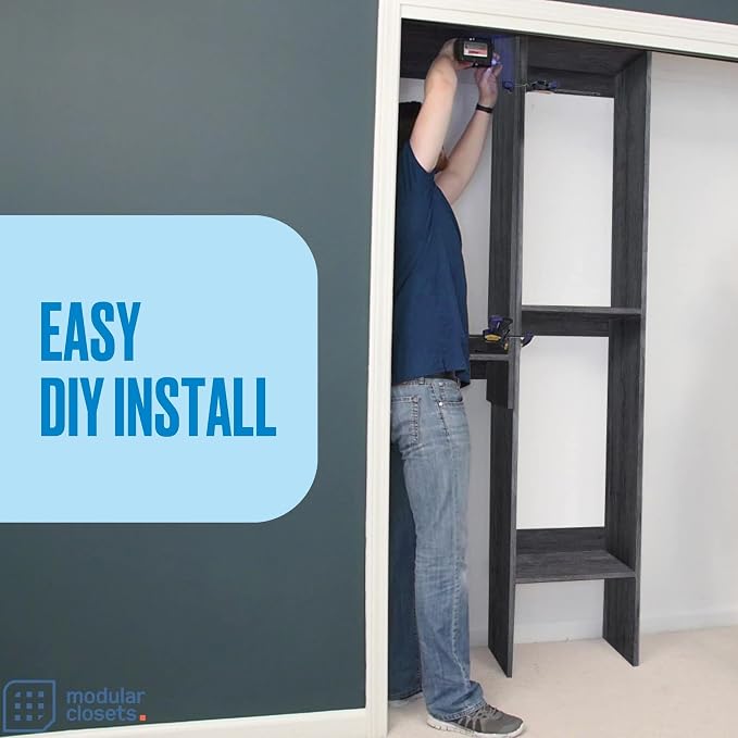 Modular Closets Vista Collection Double Hanging Wood Closet Organizer Unit (Grey, 34.5" Wide)