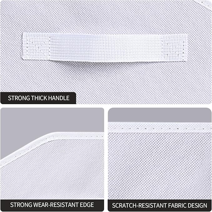 Homsorout Closet Baskets for Shelves Trapezoid - Decorative Storage Baskets with Handle, Closet Bins for Organization, Shelf Storage Bins for Clothes, Books, Home, Office, 3 pack, White
