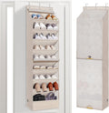 STORAGE MANIAC Over the Door Shoe Organizer with Curtain Dustproof Heavy-Duty Large Deep Pocket Hanging Shoe Organizer for Closet Dorm & Narrow Door Storage Shoe Holder Shoe Rack, 9-Shelf Beige 1 Pack