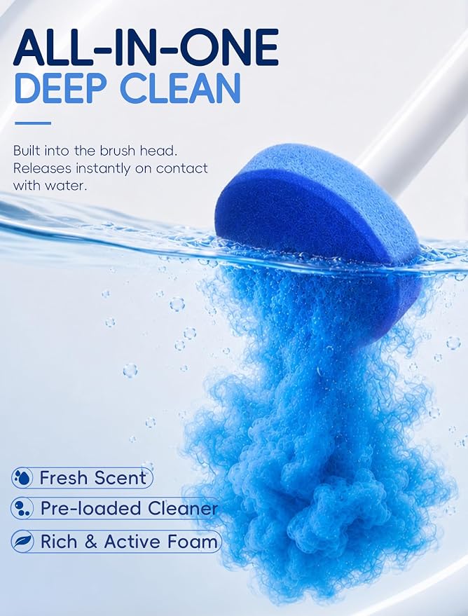 Disposable Toilet Brush System, Toilet Bowl Cleaning Wand with Lift-to-Open Refill Case, Blue Refill Heads and Freestanding Holder, 42 Count Blue Refills Only, No Wand or Holder