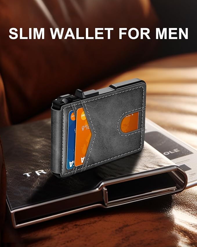 Wallet for Mens Minimalist Wallet 9-13 Cards RFID Blocking Slim Wallet | Money Clip & ID Window, Compact Smart Pop Up Card Wallet, Metal Aluminum Credit Card Holder Wallet, Birthady Gifts for Men