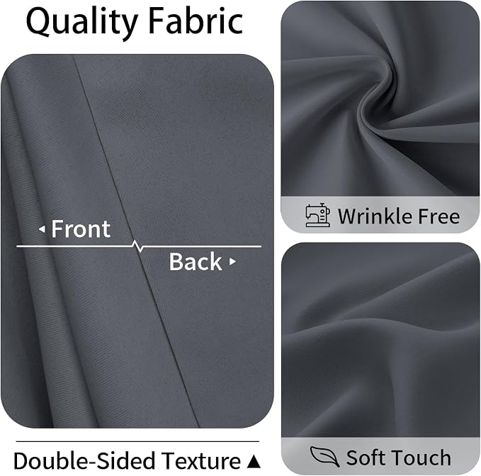 Vatge Magnetic Closet Curtain with Rod - W42 x L80, 1 Panel, Gray, Room Darkening Privacy Doorway Curtains for Open Bedroom, Temporary Door for Hallway
