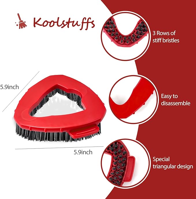 2 Pack Replacement Scrub Brush Head Compatible for EasyWring 1-Tank System | Hard Bristle Deep Scrubbing, Triangle Corner Cleaning, No-Bend Floor Cleaning, Quick Snap-On, Reusable & Durable