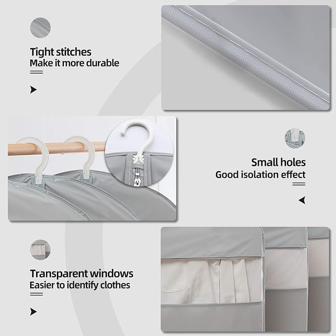 Garment Bags for Travel, 50'' Garment Bags for Hanging Clothes, Suit bag (Set of 2, 23.3'' X 50'')
