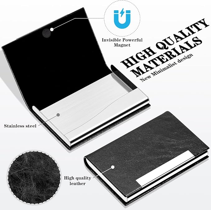 Padike Business Card Holder, Faux Leather Wallet with RFID Protection, V-Black, Unisex