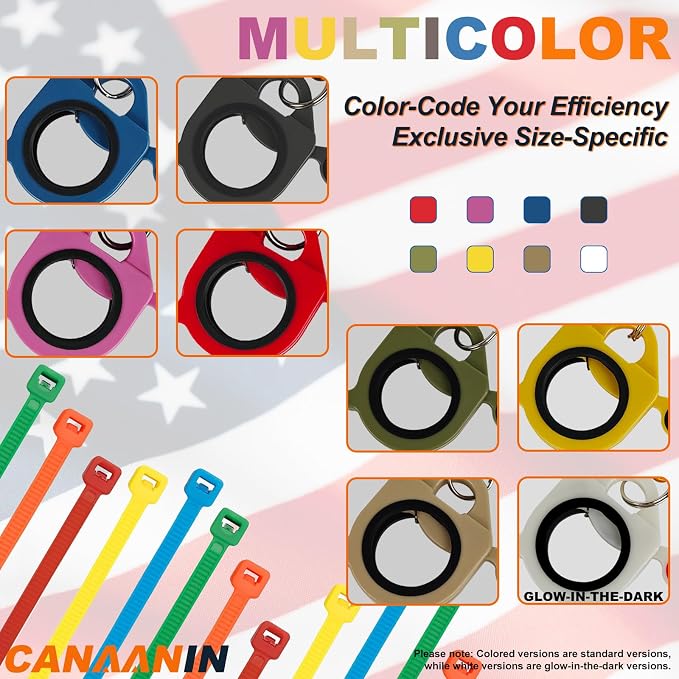 Zip Tie Holder Cable Tie Holder Heavy-Duty Colored Upgraded Carabiner Clip for Tool Belt Organized Strong Efficient for Electrician Tool Storage Reusable Portable(Red, 2 Piece)
