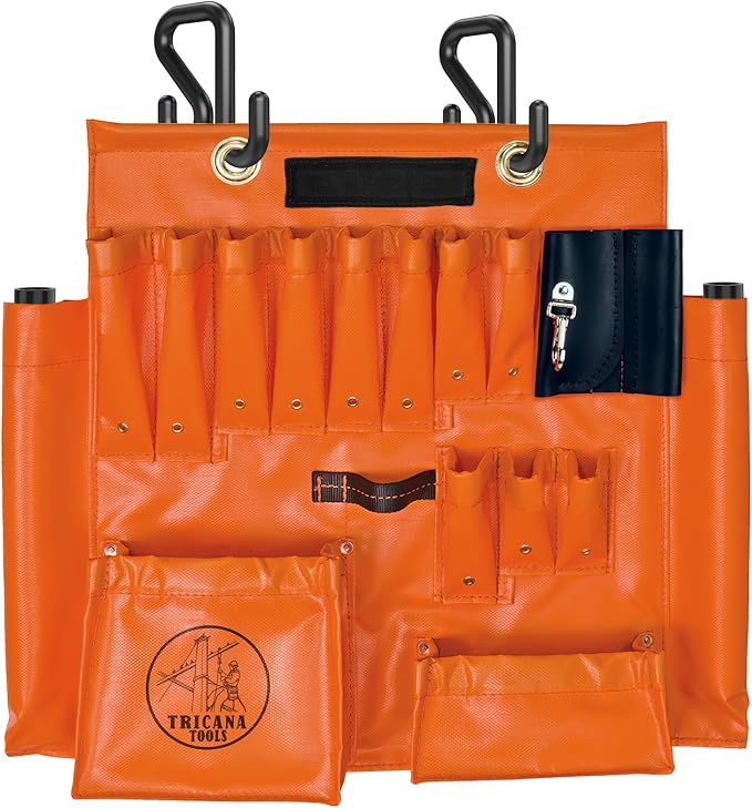 Lineman Tool Board, Aerial Apron, Bucket Truck Tools Organizer with Over 16 Pockets, Tool Organizer for Bucket Trucks and Lineman, Includes Two 2” Bucket Hooks