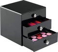 iDesign 35360 3-Drawer Plastic Vanity Organizer, Compact Storage Organization Set for Cosmetics, Dental Supplies, Hair Care, Bathroom, Dorm, Desk, Countertop, Office, 6.5" x 6.5" x 6.5", Black | BPA-Free Plastic