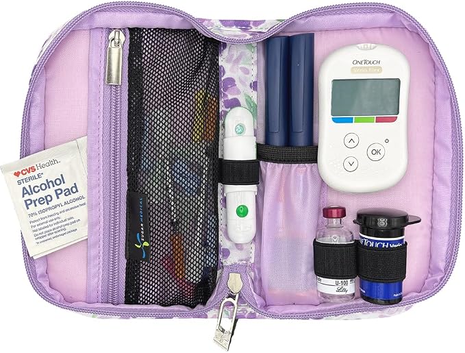Sugar Medical Diabetes Supply Case |Diabetic Care Products | Diabetic Supplies Travel Organizer | Diabetic Supply Bag | Glucose Meter Kit | Diabetic Bags for Supplies | Glucometer Case (Tessa Floral)