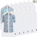 BALEINE 40'' Translucent Garment Bags, 12 Packs PEVA Dress Bag for Closet Clothes Dresses Suit Coats Storage (White, 12PK)
