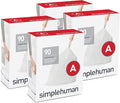 simplehuman Code A Custom Fit Drawstring Trash Bags in Dispenser Packs, 30 Liter / 8 Gallon, White – 360 Liners