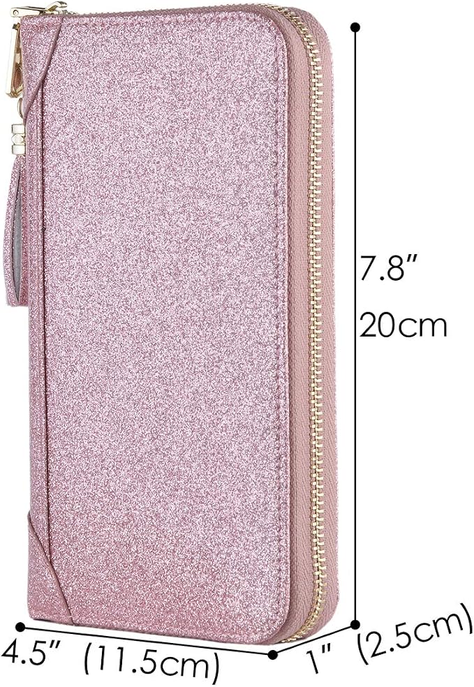 Easyoulife Credit Card Holder Wallet Womens Zipper Leather Case Purse RFID Blocking