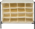 Simplify 16 Pair Shoe Rack with Cover | Stackable | Storage & Organization | Closet | Bedroom | Entryway | Beige