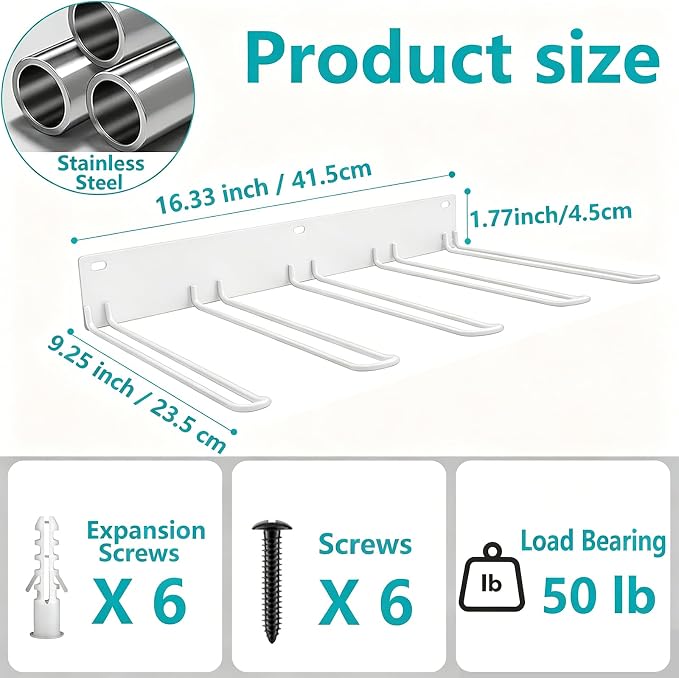 Boot Rack: Boot Hangers Wall Mount Holds 4 Pairs - Metal Wader Hangers Boots Storage Organizer Tall Boots Holder for Cowboy Garage Storage Closet Entryway Outdoor Drying, White