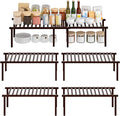 STORAGE MANIAC Expandable Cabinet Organizer Shelf, Set of 4, Brown | 15.8 inches Expandable, Stackable Wire Shelf, Spice Rack, Metal Pantry Storage for Plate Dish, Kitchen Counter Shelves