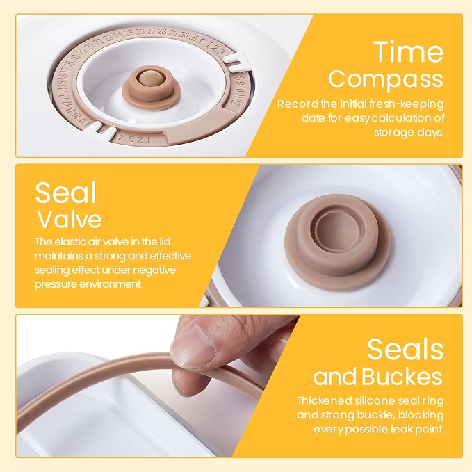 3-Pcs Large Food Saver Containers for Vacuum Seal,Keep Fresh | Pump&Strainer,Leakproof,BPA-Free,Easy to clean,Space-Saving,Kitchen&Outdoors,Marinating, Meal Prep